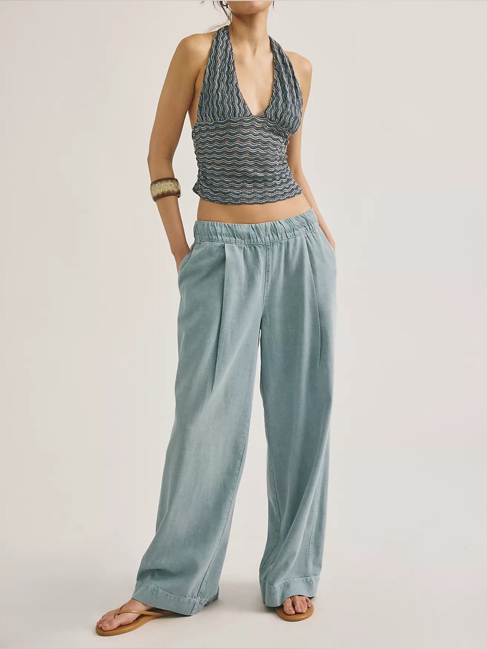 Free people Tidal Moon Low-Rise Pull-On Pants tourmaline